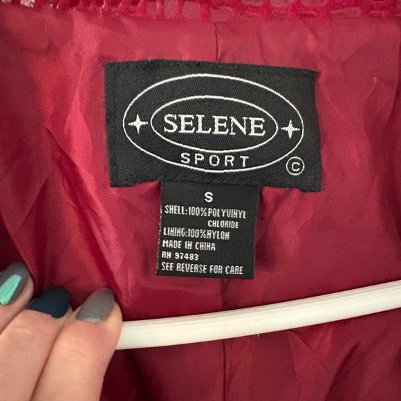 Selene Sport Red Croc Embossed Belted Jacket S | Faux Leather Trench Style - Picture 5 of 8